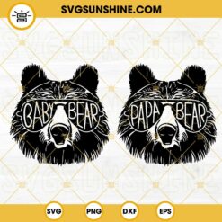 Papa Bear And Baby Bear SVG, Sunglasses Bear SVG, Bear Family SVG, Funny Father's Day SVG PNG DXF EPS