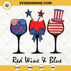 Red Wine And Blue SVG, 4th Of July Wine SVG, Independence Day Drinks SVG PNG DXF EPS