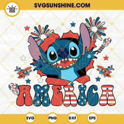 Stitch America 4th Of July SVG, Fireworks SVG, Disneyland Independence Day SVG, Retro Patriotic SVG PNG DXF EPS