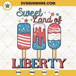 Sweet Land Of Liberty SVG, Ice Cream USA Flag SVG, 4th Of July SVG, Independence Day SVG PNG DXF EPS