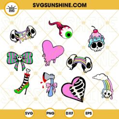 Cute Goth SVG Bundle, Creepy Cute SVG, Horror SVG, Skull SVG, Cute Halloween SVG PNG DXF EPS