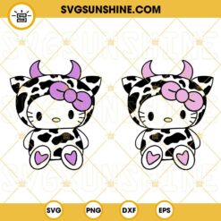 Hello Kitty Cow SVG, Kawaii Cat SVG, Cute Kitty Cat Heifer SVG PNG DXF EPS Cut Files