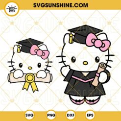 Hello Kitty Graduation SVG Bundle, Senior Class SVG, Kitty Cat School SVG PNG DXF EPS