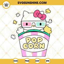 Hello Kitty Popcorn SVG, Cute Popcorn Box SVG, Movie Lover SVG PNG DXF EPS