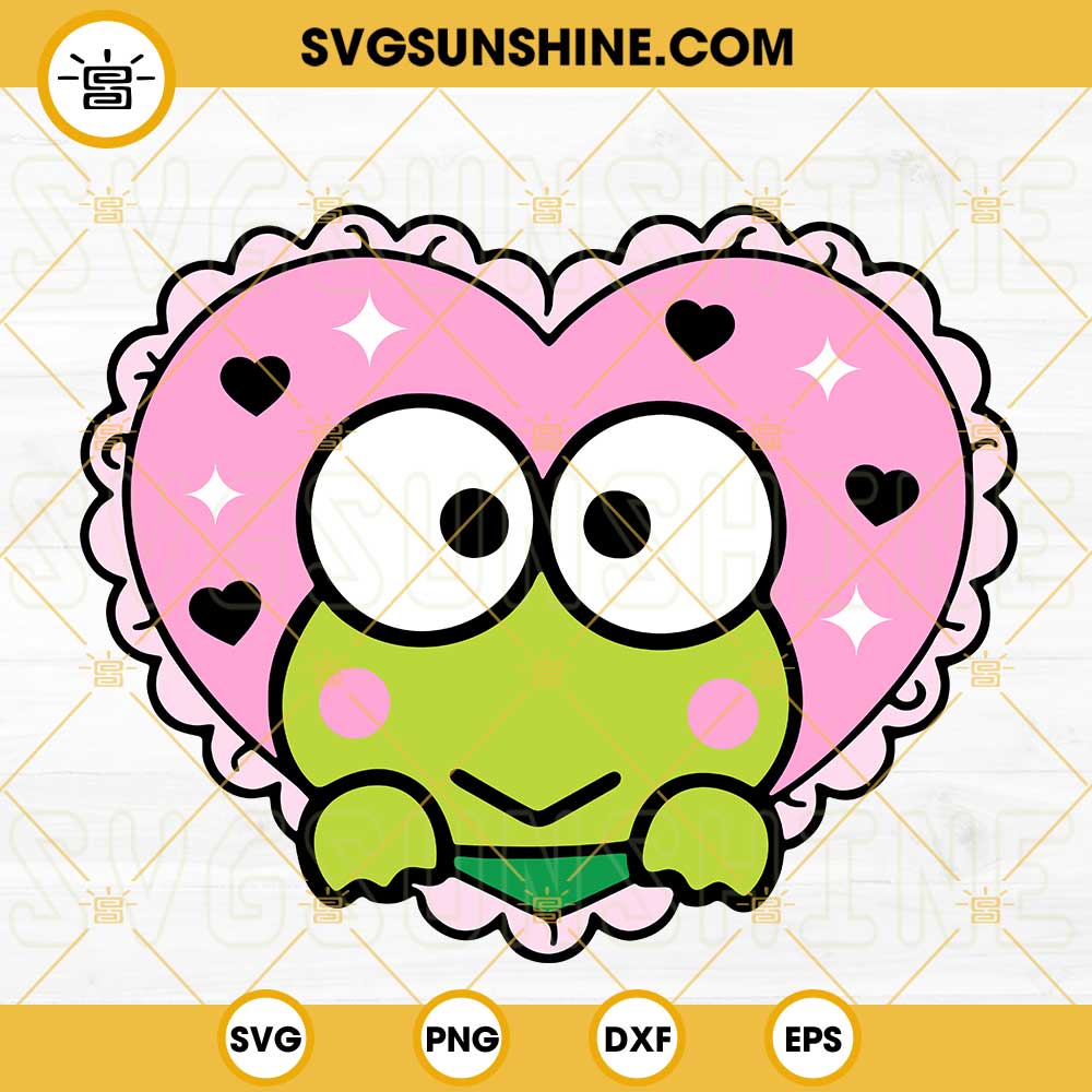 Keroppi In Heart SVG, Hello Kitty Frog SVG, Kawaii Sanrio Frog SVG