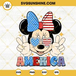 Minnie America 4th Of July SVG, American Flag SVG, Patriotic SVG, Disney Independence Day SVG PNG DXF EPS
