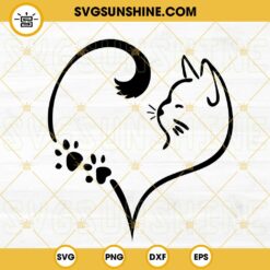Cat Heart SVG, Cat Paws SVG, Heart Print SVG, Cat Mom SVG, Cat Lover SVG PNG DXF EPS