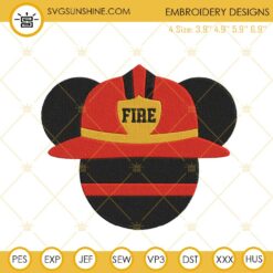 Mickey Head Firefighter Helmet Embroidery Designs, Disney Firefighters Day Machine Embroidery Files