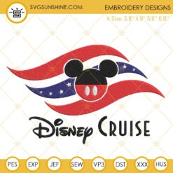 Disney Cruise US Flag Machine Embroidery Designs, Family Vacation Embroidery Pattern Files