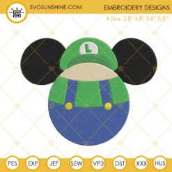 Mickey Head Luigi Machine Embroidery Design Files
