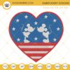 Mickey Minnie Mouse Kisses USA Heart Retro Machine Embroidery Designs, Disney Patriotic Embroidery Pattern Files