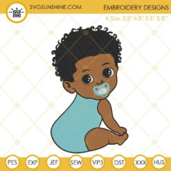 African American Baby With Pacifier Embroidery Design File, Juneteenth Embroidery Pattern
