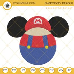Mickey Head Super Mario Machine Embroidery Design Files