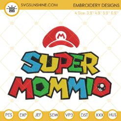 Super Mommio Embroidery Design File, Super Mario Mom Embroidery Pattern