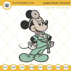 Mickey Mouse Doctor Embroidery Designs, Disney Nurse Machine Embroidery Files