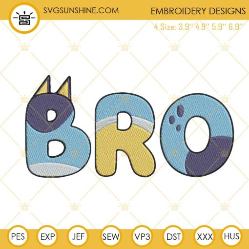 Bluey Bro Embroidery Design, Bluey Dog Family Embroidery File