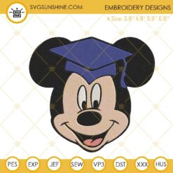 Mickey Mouse Graduation Cap Embroidery Designs, Disney School Machine Embroidery Files