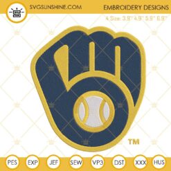 Milwaukee Brewers Embroidery Designs, MLB Baseball Team Logo Machine Embroidery Files