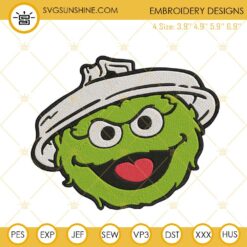 Oscar The Grouch Face Embroidery Design, Sesame Street Embroidery File
