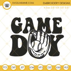 Game Day Baseball Glove Machine Embroidery Designs