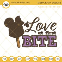 Love At First Bite Disney Snack Embroidery Designs, Drinks And Foods Embroidery Files