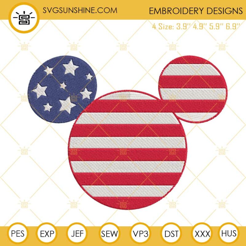 Mickey American Flag Embroidery Designs, 4th Of July Disney World ...