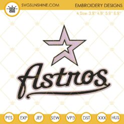 Astros Logo Pink Embroidery Designs, Houston Astros Baseball Embroidery Files