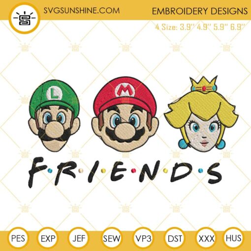 Super Mario Friends Embroidery Designs, Mario Bros Machine Embroidery Files