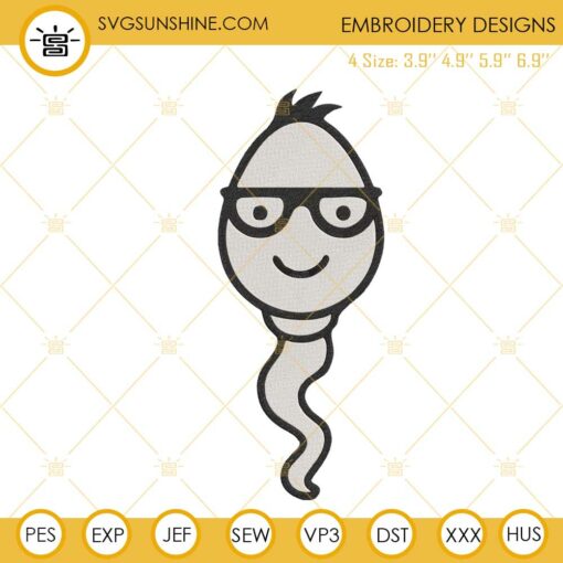Sperm Little Boy With Glasses Embroidery Designs, Funny Fathers Day Embroidery Files
