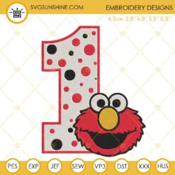 Elmo One Embroidery Designs, Muppet Birthday Party Embroidery Files