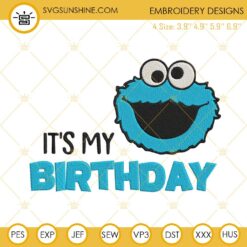 It’s My Birthday Cookie Monster Machine Embroidery Designs, Muppet Birthday Party Embroidery Files