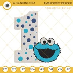 One Birthday Cookie Monster Machine Embroidery Designs