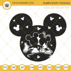 Mickey And Minnie Couple Mouse Head Embroidery Designs, Funny Disney Machine Embroidery Files
