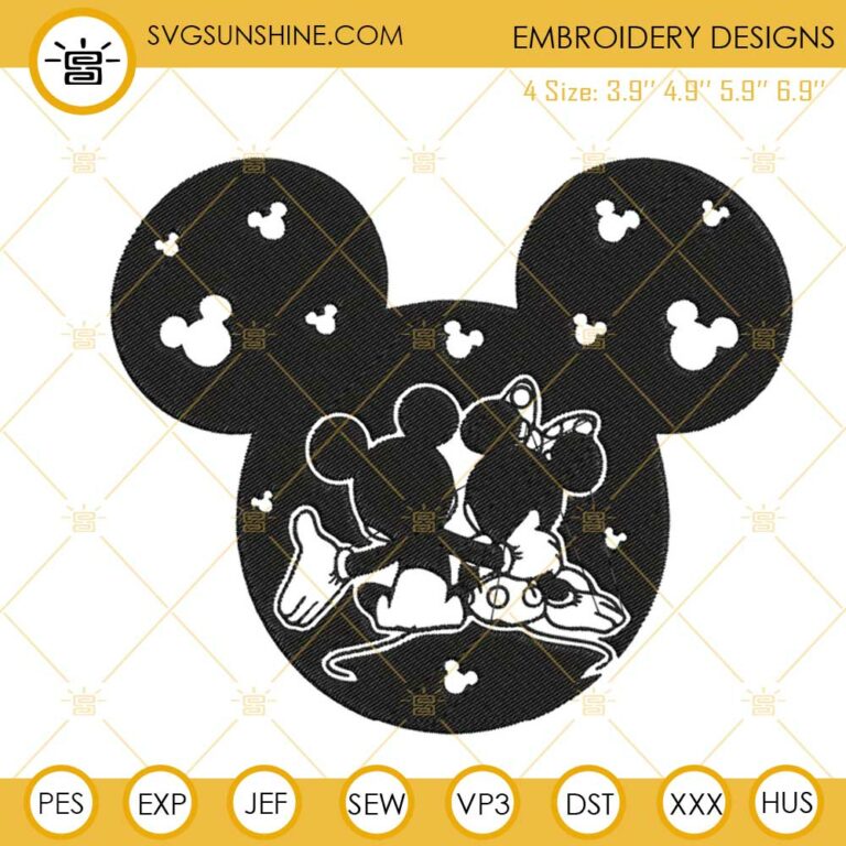 Mickey And Minnie Couple Mouse Head Embroidery Designs, Funny Disney 