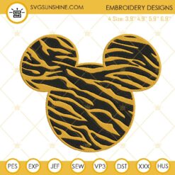 Mickey Mouse Head Tiger Embroidery Designs, Disney Family Vacation Machine Embroidery Files