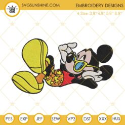 Mickey Mouse On The Beach Embroidery Designs, Disney Summer Vacation Machine Embroidery Files