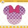 Minnie Head Mermaid Scales Embroidery Designs, Disney Beach Magical Machine Embroidery Files