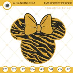 Minnie Head Tiger Embroidery Designs, Disney Safari Trip Machine Embroidery Files