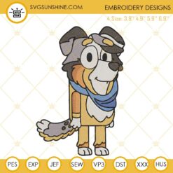 Calypso Bluey Embroidery Design, Cute Australian Shepherd Cartoon Embroidery Digital File