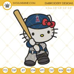 Hello Kitty Los Angeles Angels Embroidery Designs, Kitty Cat Angels MLB Embroidery Files