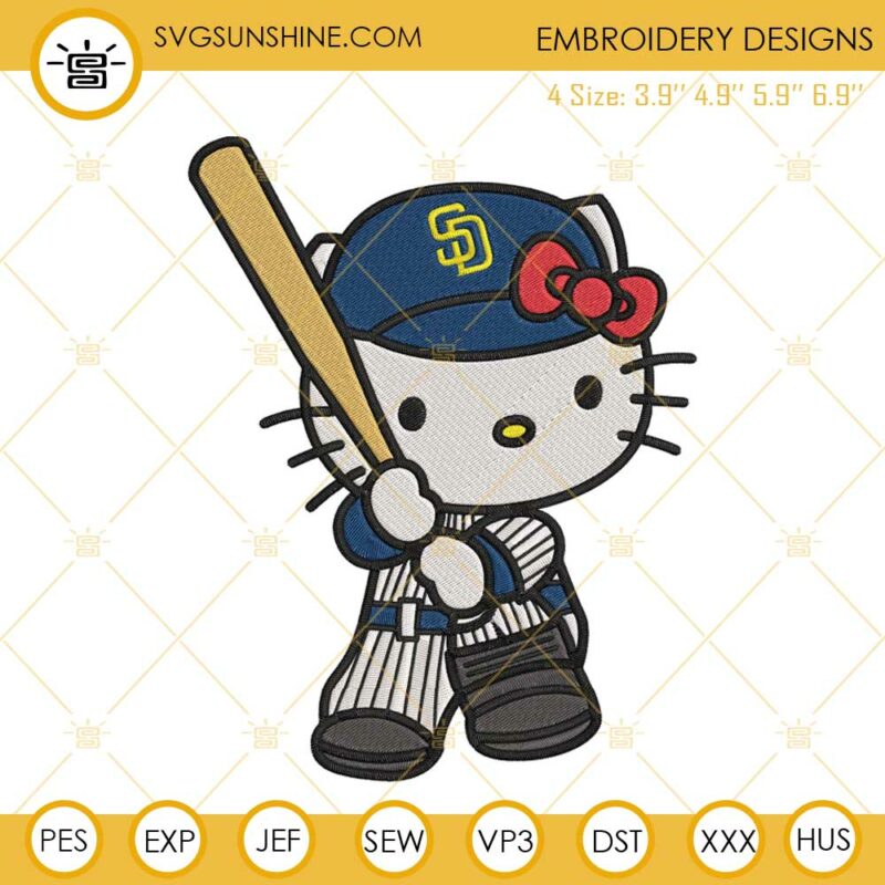 Hello Kitty San Diego Padres Embroidery Designs, Kitty Cat Padres MLB ...