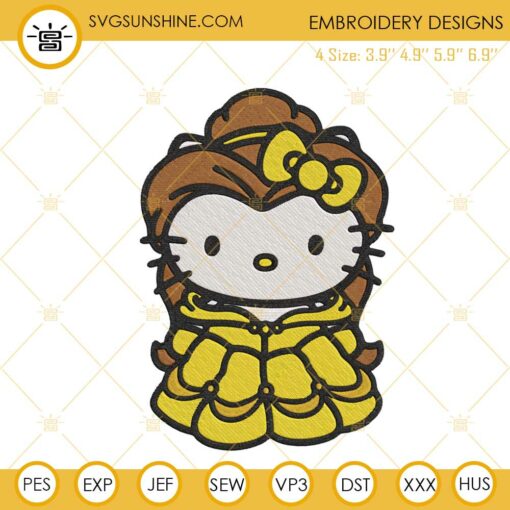 Hello Kitty Belle Disney Princess Machine Embroidery Design Files