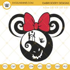 Minnie Ears Nightmare Before Christmas Embroidery Designs, Jack And Sally Machine Embroidery Files