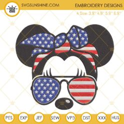 Minnie Mouse Head 4th Of July Embroidery Designs, Disney Patriotic Machine Embroidery Files