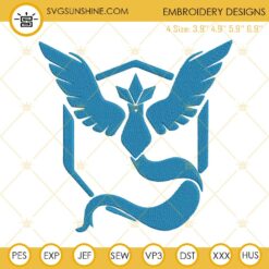 Articuno Logo Embroidery Designs, Mystic Pokemon Embroidery Files