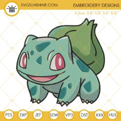 Bulbasaur Embroidery Designs, Pokemon Anime Embroidery Files