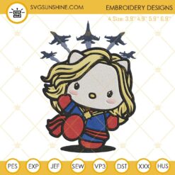 Hello Kitty Captain Marvel Machine Embroidery Designs, Avengers Hero Embroidery Files