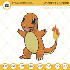 Charmander Embroidery Designs, Fire Pokemon Embroidery Files