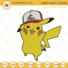 Pikachu Wearing Cap Embroidery Designs, Cute Pokemon Embroidery Files
