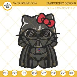 Hello Kitty Darth Vader Machine Embroidery Designs, Cute Star Wars Cat Embroidery Files